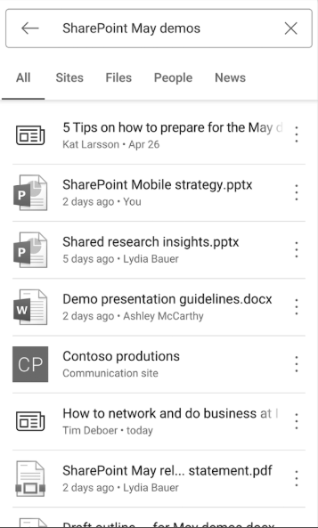 SharePoint Mobile Screenshot