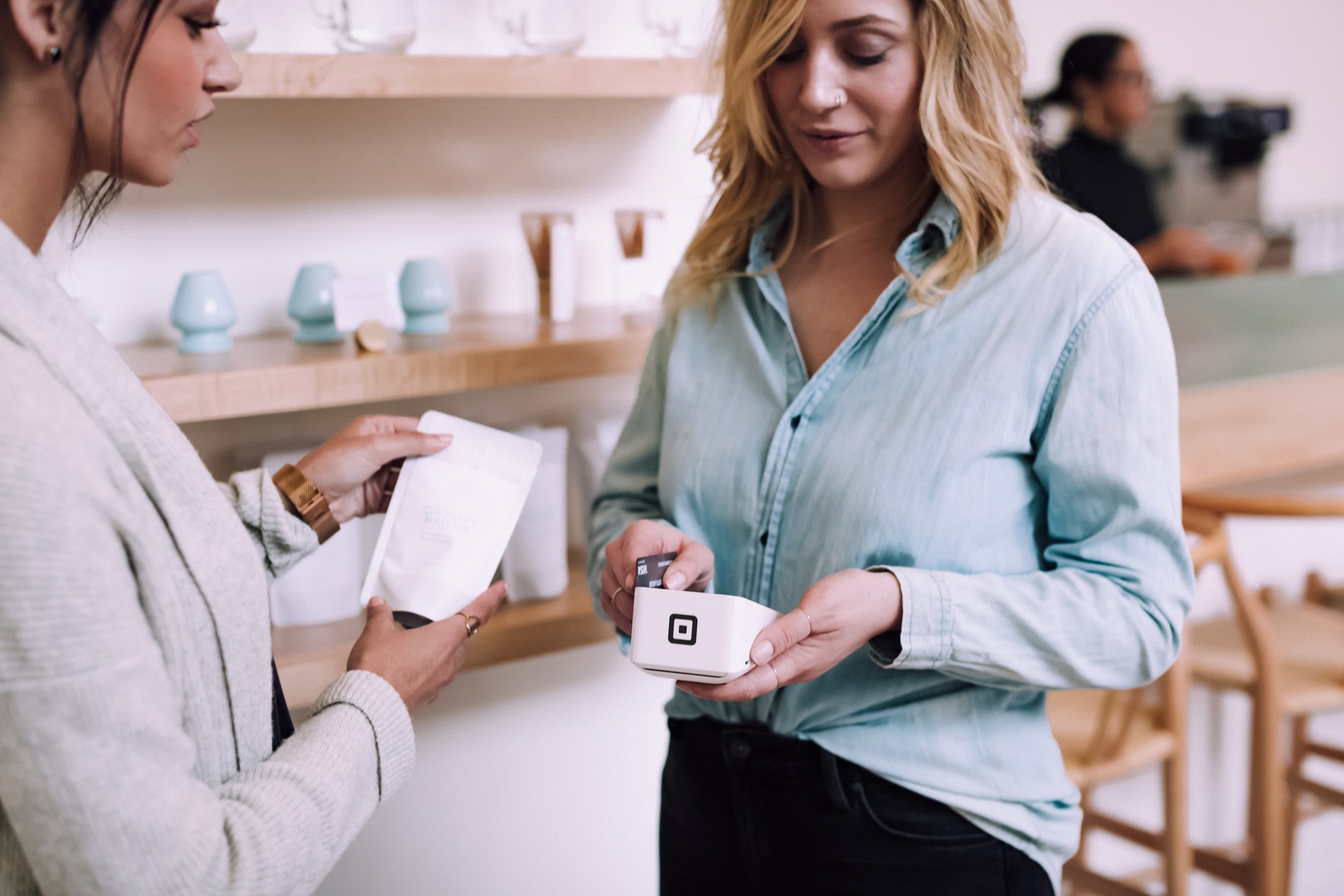 lady serving customer