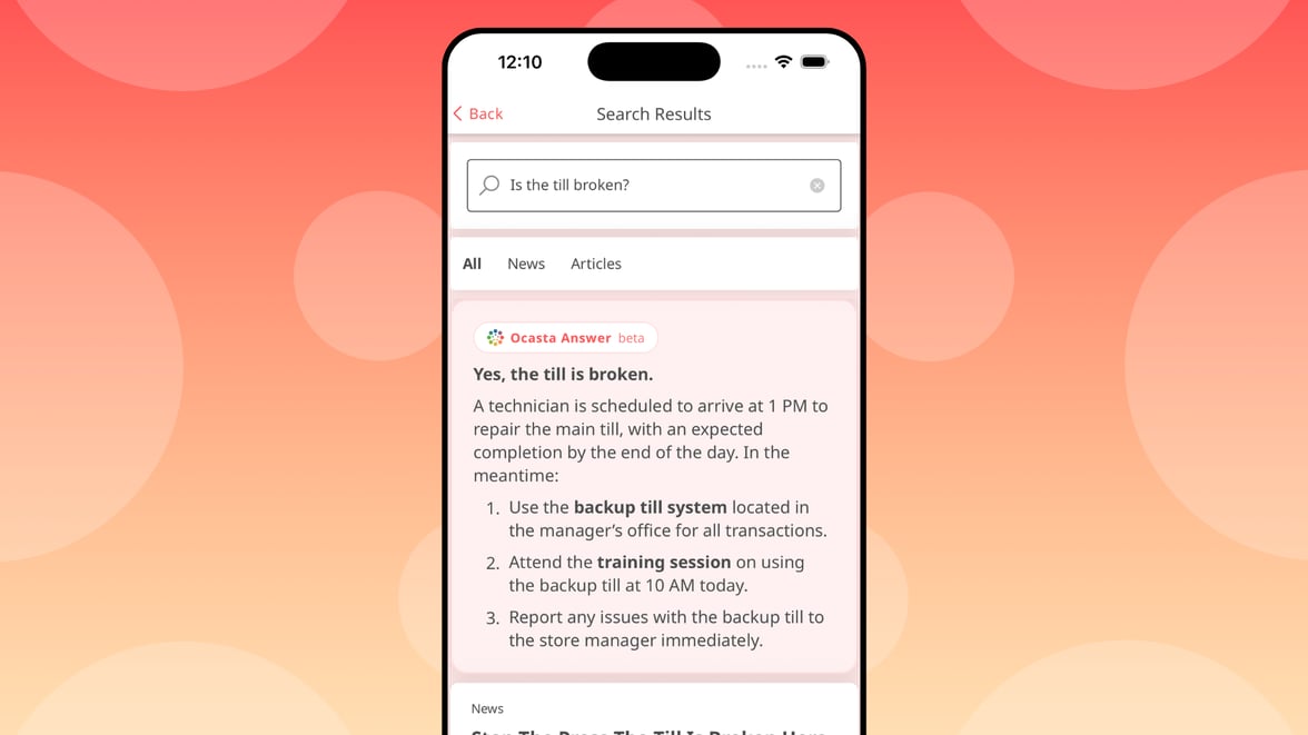 Ocasta Answer in search