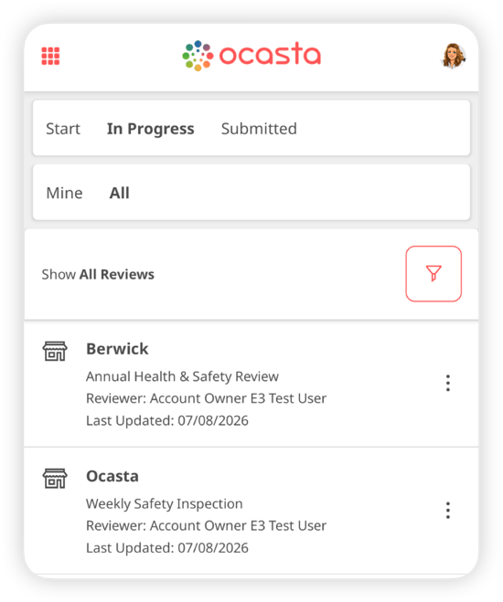 Manage in-progress reviews from the app